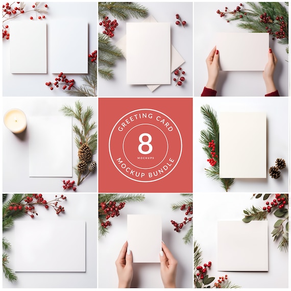 Christmas Card mockup bundle, Invitation mockup, Christmas card, PSD smart object, Instant download