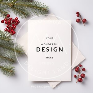 Christmas Card mockup bundle, Invitation mockup, Christmas card, PSD smart object, Instant download image 2