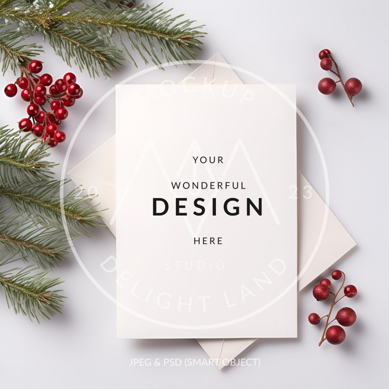 Christmas Card mockup bundle, Invitation mockup, Christmas card, PSD smart object, Instant download image 2