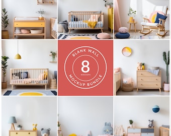 Colourful nursery blank wall bundle, Blank wall mockup, Bundle, Colourful interior, Image background, Instant download