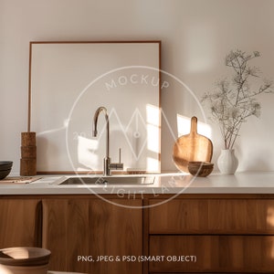 Frame Mockup, Modern Scandinavian style, Square ratio, Kitchen frame mockup, PSD smart object, Instant download