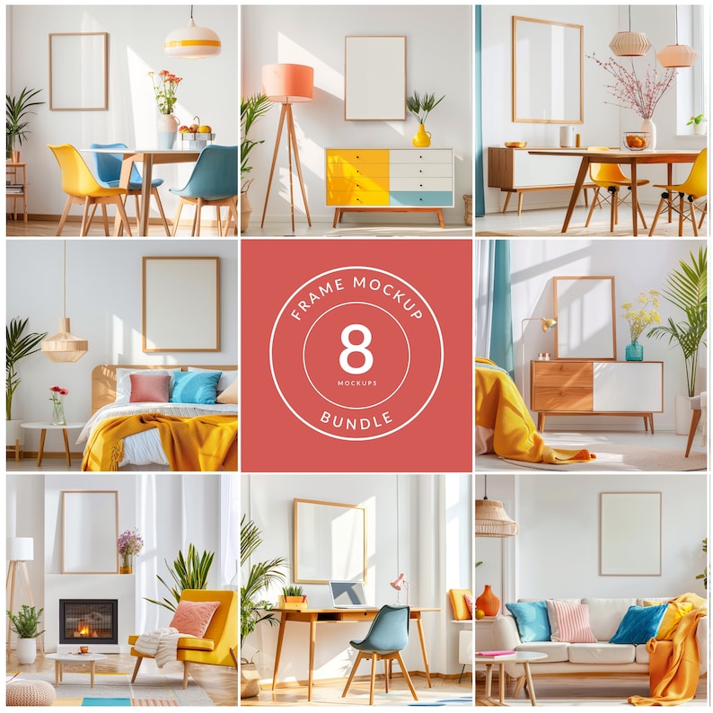 Colourful Interior Frame Mockups Bundle, Frame Mockup Bundle, Colorful ...