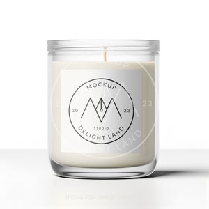 Label Mockup - White Candle Label Mockup 1x1 Ratio, PSD Smart object, Digital Download for Candle Branding