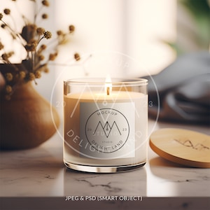 Candle Label Mockup, 1x1 ratio, Candle Tag, Candle branding, Label mockup, PSD, Digital download