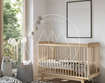 Scandinavian Nursery frame mockup, Frame over crib, DIN A/5:7 ratio, Nursery mockup, PSD smart object, Instant download