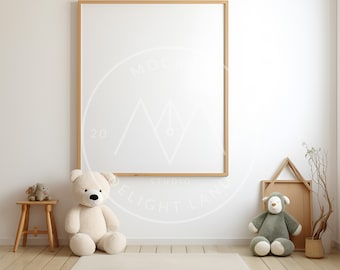 Nursery frame Mockup, Vertical frame, Nursery mockup, Kids room art, Neutral decor, PSD smart object, Instant download