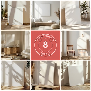 Canvas Mockup Bundle, Quadratisches Gemälde Mockup, natürliches Licht und Schatten, PSD Smart-Objekt, digitaler Download