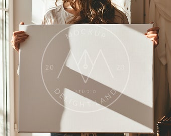 Canvas Mockup, 5:4 ratio, Horisontal Painting Mockup, Natural Light and Shadow, PSD smart object, Digital download