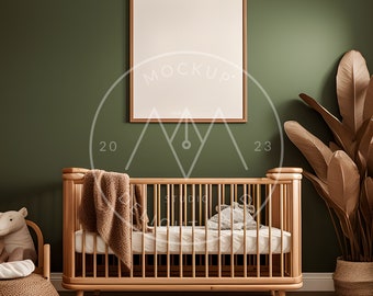 Single frame Boho Nursery Mockup, Vertical frame mockup, Nursery mockup, Boho interior mockup, Poster mockup, PSD mockup, Instant download