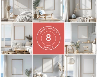 Coastal frame mockup bundle, Frame mockup bundle, Coastal house interior, PSD smart object, Digital download