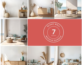 Coastal blank wall mockup bundle, Blank wall mockup, Beige colours, Coastal house interior,  Image background, Digital download