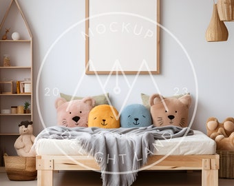 Nursery and kids room frame Mockup, Vertical frame, Nursery mockup, Kids room art, PSD smart object, Instant download
