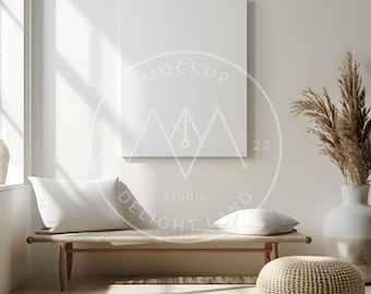 Canvas Mockup, Vertical Painting Mockup, 4:5 ratio, Natural Light and Shadow, PSD smart object, Digital download