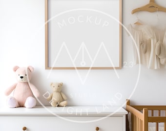 Einzelbild Kinderzimmer Mockup, Horisontaler Bilderrahmen, Kinderzimmer Mockup, Kinderzimmer Wandkunst, PSD Mockup, Sofort Download