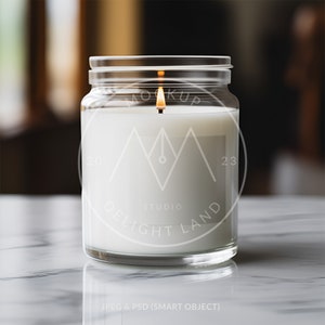 White Candle Label Mockup, 3x2 ratio, Candle branding mockup, PSD smart object, Digital download