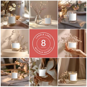 Spring Candle Label Mockup Bundle, Spring label, Candle Branding Mockup, PSD Smart object, Instant download