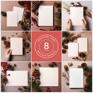 Winter Grußkarten Mockup Bundle, 5x7 Format, Quadratische Karte, Einladung Mockup, Winter, PSD smart Objekt, Sofort Download