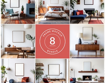 Mid Century Mockup Bundle, Mid Century Deko, PSD Smart Objekt, Sofort Download