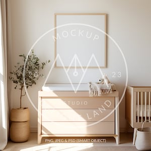 May include: A light wood changing table with a white changing pad and a white blanket. There is a stuffed animal on the changing pad. The changing table is in a nursery with a cot and a potted plant.