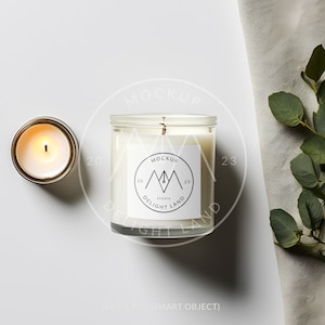 White Candle Label Mockup, Top view, 1x1 ratio, Candle Label, Label mockup, PSD mockup, Digital download