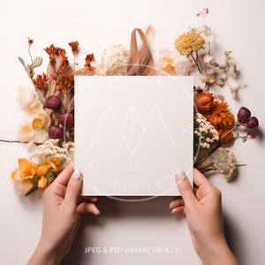 Herbst Grußkarten Mockup, Quadrat Ratio, Einladung Mockup, Herbst Einladung, Herbst Karte, PSD Smart Objekt, Sofort Download