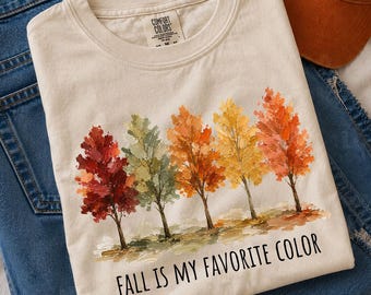 Comfort Colors® Fall Is My Favorite Color Shirt, Autumn Vibes T-Shirt, Fall Lover Gift, Pumpkin Brushstroke Tee, Thanksgiving Fall Shirt