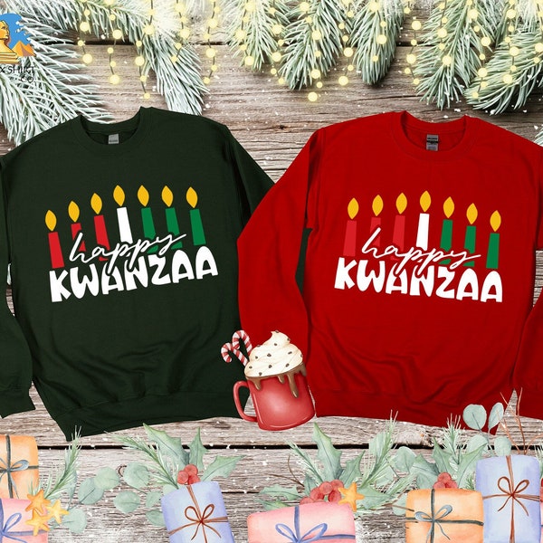 Christmas Happy Kwanzaa Sweatshirt, African Family Gift, Kwanzaa Candles Sweater, Kwanzaa African Culture Gift, Black History, To Be African