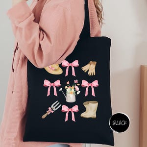 Gardening Tote Bag, Coquette Bow Tote Bag, Gardening Lover Gift, Plant Lady Tote Bag, Gardening Bag, Plant Mom Gifts, Gardening Tote Woman