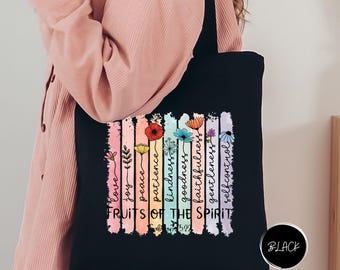 Fruits Of The Spirit Tote Bag, Cute Christian Woman Bag, Religious Mom Tote Bag, Floral Christian Tote, Gift For Christian, Church Tote Bag