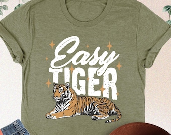 Easy Tiger Shirt, Animal Lover Shirt, Tiger T shirt, Tiger Lover Shirt, Nature Lover Gift, Hippie Shirt, Trendy Tee, Wildlife Shirt, 90s Tee