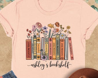 Custom Bookshelf Shirt, Personalized Favorite Books Names Shirt, Customized Bookish Gift, Book Lover Tshirt, Librarian Tee, Booktok Merch