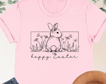 Happy Easter Shirt, Floral Bunny shirt, Cute Easter Day Gift, Happy Easter Sweatshirt, Easter Bunny Shirt, Womens Easter Tee, Easter Rabbit