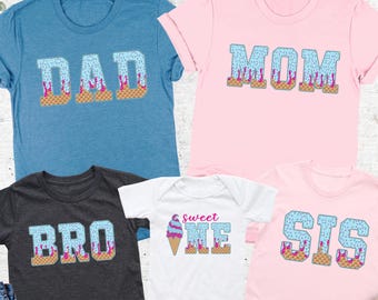 Ice Cream Birthday Family Shirt, Sweet One Birthday Tshirt, Summer First Birthday Tee, Family Birthday Shirt, Family Matching Ice Cream Tees