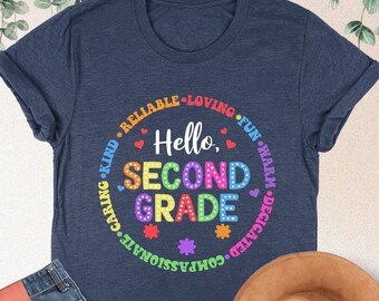 Hello Second Grade Shirt, Custom Grade Shirt,Second Grade Teacher Shirt,Back To School Kids Tee,First Day Of School Teacher Shirt,School Tee