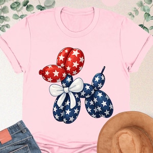 4th Of July Balloon Dog Shirt, Funny Patriotic Shirt, Memorial Day, Preppy American Tee, Independence Day Gift, Balloon Dog USA Flag Shirt