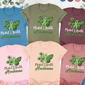 Mental Health Awareness Shirt, Green Ribbon Shirt, Mental Health Matter, Therapy Crew Shirt, Anxiety Gift,Awareness Month Tee Awareness Crew