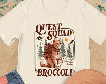 Onyx Storm Quest Squad Broccoli Shirt, Romantasy Book Tee, Dragon Lover Gift, Fantasy Reader Shirt, Broccoli Cat TShirt, Cute Bookish Shirt
