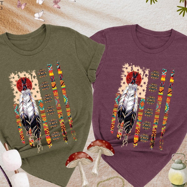 American Native Shirt, Native Feather Shirt, Western Native Clothing, Proud Native American Shirt, Indigenous Gift, Indigenous People's Day