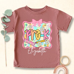 Personalized Kids School Shirt, Back To School Kids Shirt, Girls Kindergarten, First Grade Girl Shirt, Girly First Day Of School, Preppy Kid