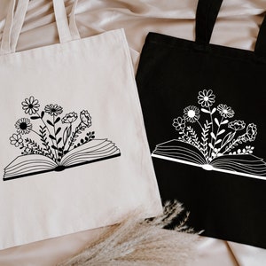 Flower Book Tote Bag, Book Lover Bag, Gift For Bookworms, Floral Book Lover Tote Bag, Book Lover Gift, Funny Reading Tote Bag,Gift For Women