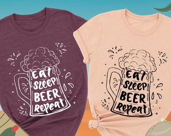 Eat Sleep Beer Repeat Shirt, Repeat Shirt, Adult Clothing, Drinking Shirt, Beer Lover Gift, Beer Shirt, Beer Glass, Gift For Mom, Sleep Tee