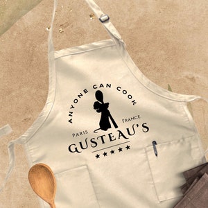Anyone Can Cook Gusteau&#39;s Apron, Remi Apron, Cooking Apron, Ratatouille Apron, Remy Gusteaus Apron, Funny Movie Apron, Baking Apron Gifts
