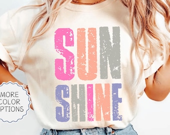 Comfort Colors® Sunshine Shirt, Hello Sumer, Summer Vacation Shirt, Summer Vibes Tee, Retro Sunshine, Cute Travel Shirt, Summer Woman Gift
