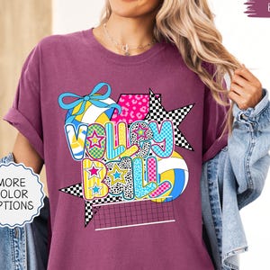 Comfort Colors® Cute Volleyball Shirt, Volleyball Mom Shirt, Game Day Shirt Woman, Volleyball Gifts, Preppy Volleyball Tee, Sports Fan Shirt