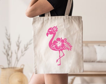 Floral Flamingo Tote Bag, Pink Flamingo, Flamingo Lovers, Flamingo Party, Flamingo Gifts, Animal Lover Gift, Cute Women Bag, Aesthetic Bag
