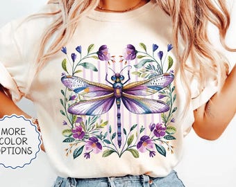 Comfort Colors® Floral Dragonfly Shirt, Mental Health Shirt Woman, Together Dragonfly, Cute Graphic Shirt, Inspirational Gift, Positive Tee