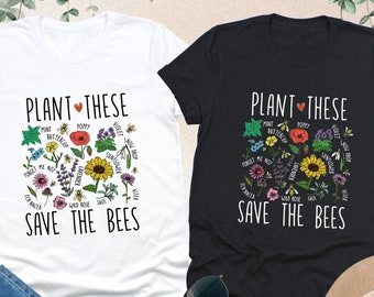 Plant These Save The Bees Shirt, Wildflower Bee Shirt, Bee Lover Gift,Honey Bee Shirt,Bee Shirt,Beekeeper Gift,Botanical Shirt,Gardener Gift