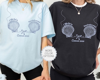 Comfort Colors® Custom Beach Bachelorette Shirt, Mermaid Theme Bridal Party Gift, Seashell Bride Tee, Coastal Bach Party Shirts, Beach Bach