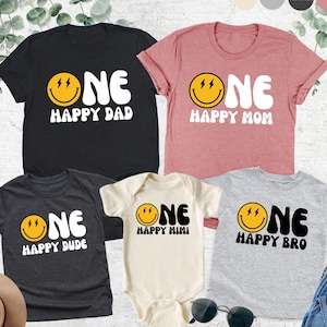 One Happy Dude Family Shirts, One Happy Dude Birthday Shirts, First Birthday Shirt,Matching Family Birthday Shirt,Smiley Face Birthday Shirt