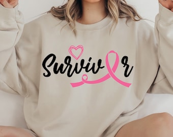 Survivor Sweatshirt, Breast Cancer Sweater, Pink Ribbon Sweater, Breast Cancer Survivor Gift, Cancer Awareness Sweatshirt, Motivational Gift